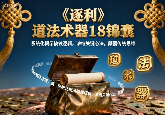 《逐利》道法术器18锦囊,系统化揭示搞钱逻辑,浓缩关键心法,颠覆传统思维-墨痕微课