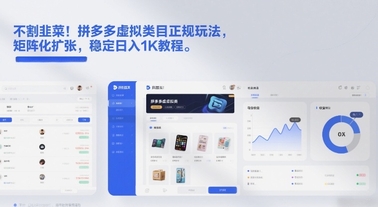 不割韭菜！拼多多虚拟类目正规玩法，矩阵化扩张，稳定日入1K教程【揭秘】-墨痕微课