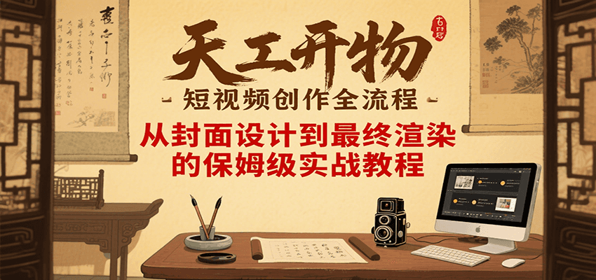 天工开物短视频创作全流程，从封面设计到最终渲染的保姆级实战教程-墨痕微课