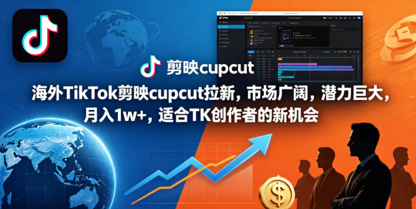海外TikTok剪映cupcut拉新,市场广阔,潜力巨大,月入1w+,适合TK创作者的新机会-墨痕微课