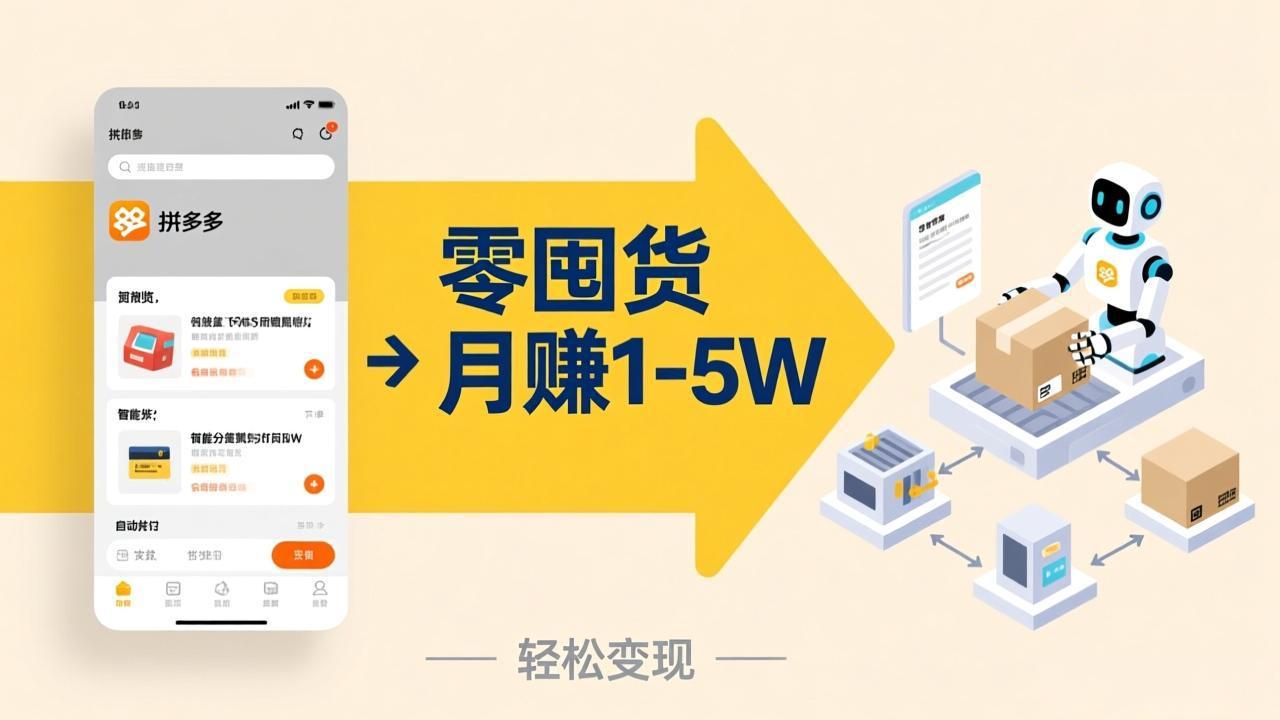 不用囤货不用跑单！拼多多虚拟玩法，机器人管理发货和客服，帮你月赚 1-5W-墨痕微课