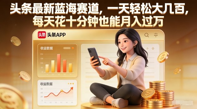 头条最新蓝海赛道，一天轻松大几张，每天花十分钟也能月入过1W【揭秘】-墨痕微课