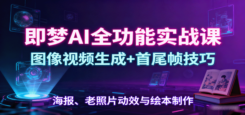 即梦AI全功能实战课:图像视频生成+首尾帧技巧,海报、老照片动效与绘本制作-墨痕微课