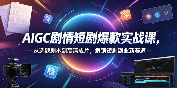 AIGC剧情短剧爆款实战课，从选题剧本到高清成片，解锁短剧副业新赛道-墨痕微课