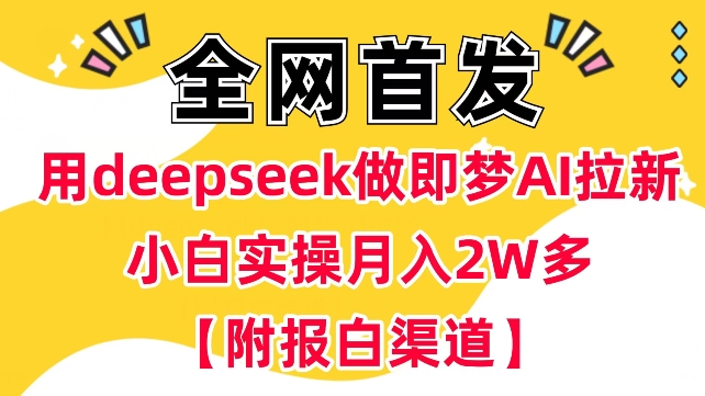 用deepseek做即梦Ai拉新 小白实操月入过W+【附报白渠道】-墨痕微课