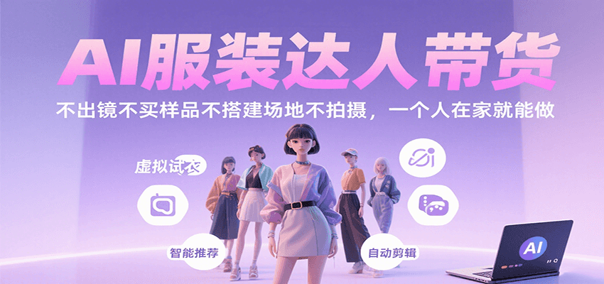 AI服装达人带货，不出镜不买样品不搭建场地不拍摄，一个人在家就能做-墨痕微课