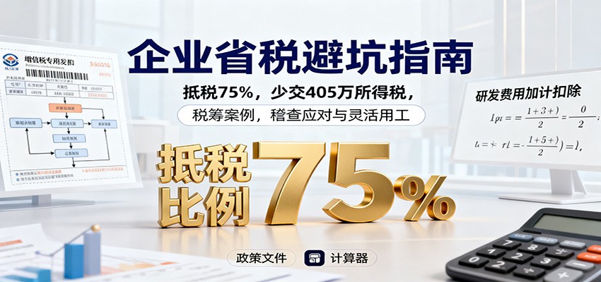 企业省税避坑指南:抵税75%,少交405万所得税,税筹案例,稽查应对与灵活用工-墨痕微课
