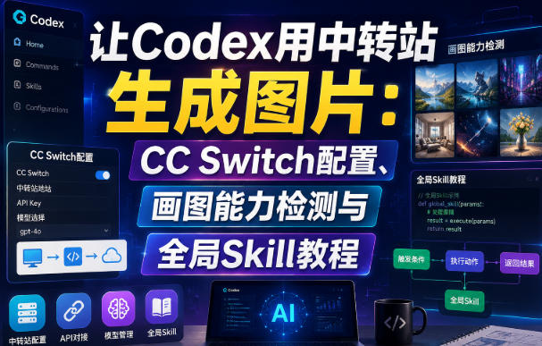 让Codex用中转站生成图片:CC Switch配置、画图能力检测与全局Skill教程-墨痕微课