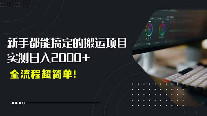 平台主动扶持的新风口，0基础轻松起号，搬运剪辑日入2000+！-墨痕微课