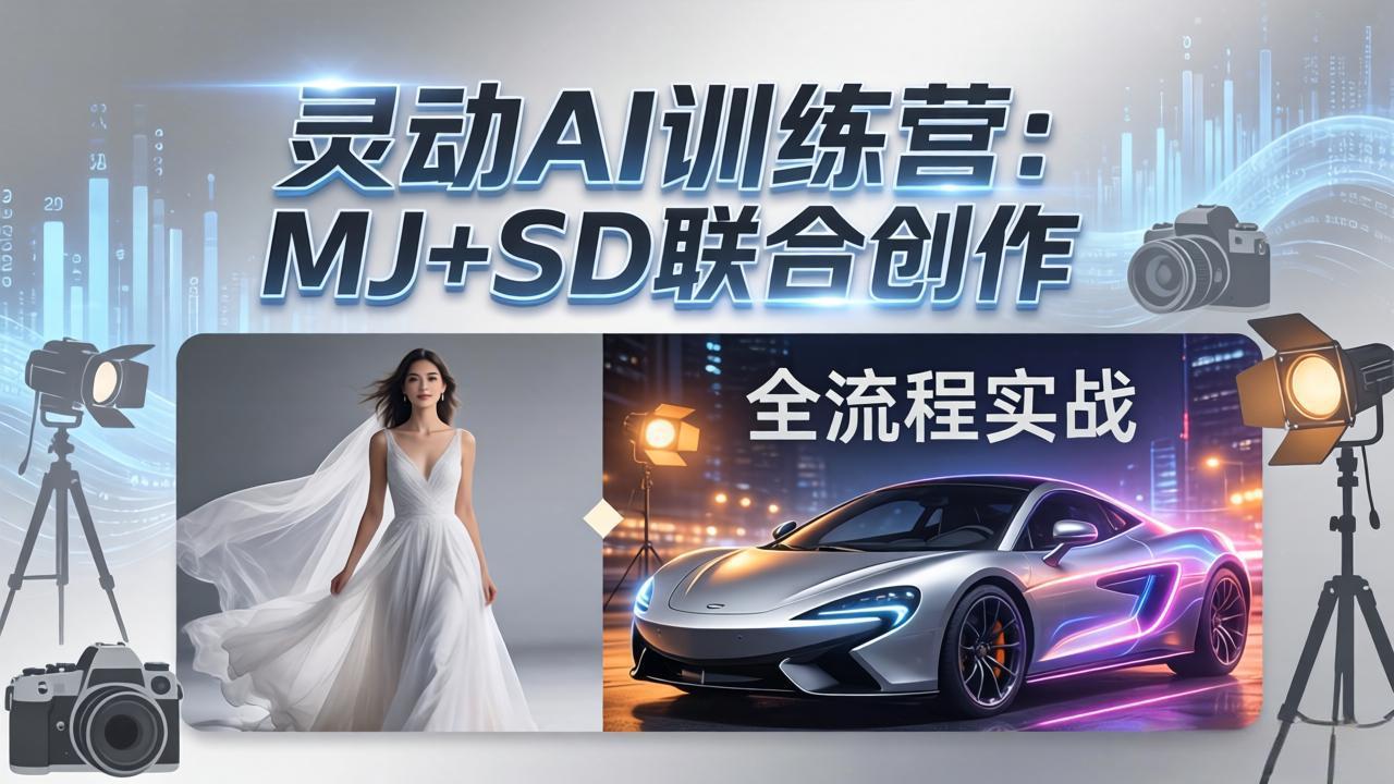 灵动AI训练营-3.0课程：MJ+SD联合创作，从婚纱大片到汽车广告，摄影后期全流程实战-墨痕微课