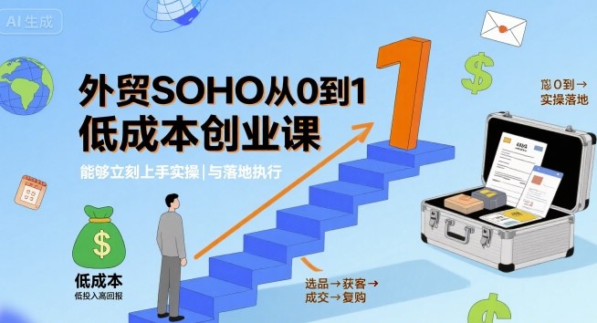 外贸SOHO从0到1低成本创业课,能够立刻上手实操与落地执行-墨痕微课