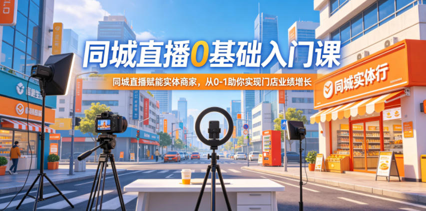 同城直播0基础入门课，同城直播赋能实体商家，从0-1助你实现门店业绩增长-墨痕微课