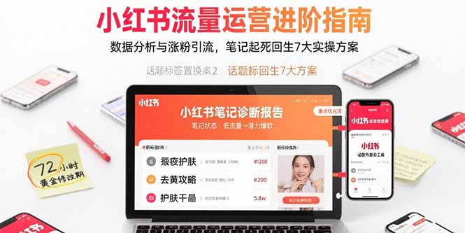小红书流量运营进阶指南,数据分析与涨粉引流,笔记起死回生7大实操方案-墨痕微课