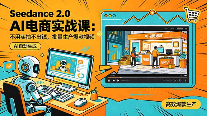 Seedance 2.0 AI电商实战课:不用实拍不出镜,批量生产爆款视频打爆GMV-墨痕微课