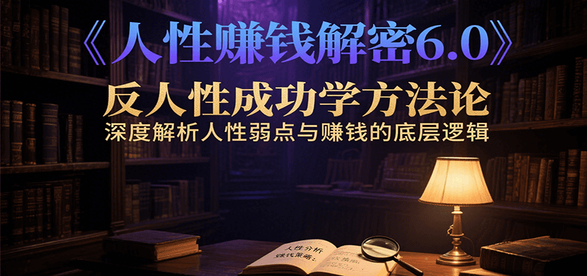 人性赚钱解密6.0，反人性成功学方法论，深度解析人性弱点与赚钱的底层逻辑-墨痕微课