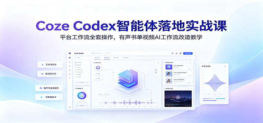 Coze Codex智能体落地实战课：平台工作流全套操作，有声书单视频AI工作流改造教学-墨痕微课
