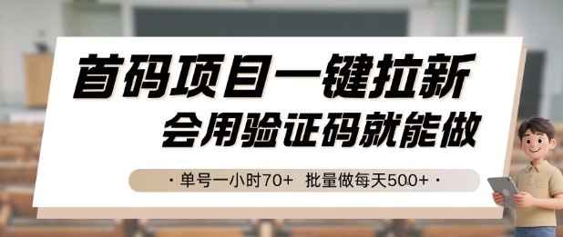 首码项目一键拉新,会用验证码就能做 单号一小时70+,批量做每天5张【揭秘】-墨痕微课