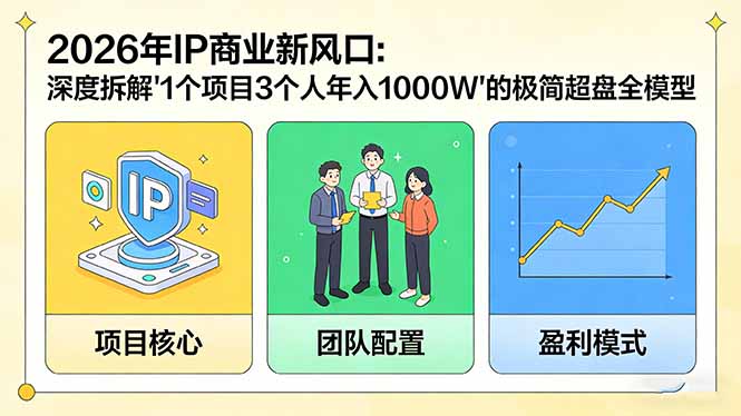 2026年IP商业新风口：深度拆解“1个项目3个人年入1000W”的极简超盘全模型-墨痕微课