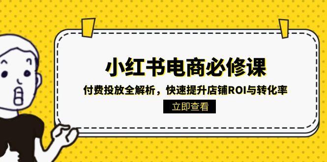 小红书电商必修课：付费投放全解析，快速提升店铺ROI与转化率-墨痕微课
