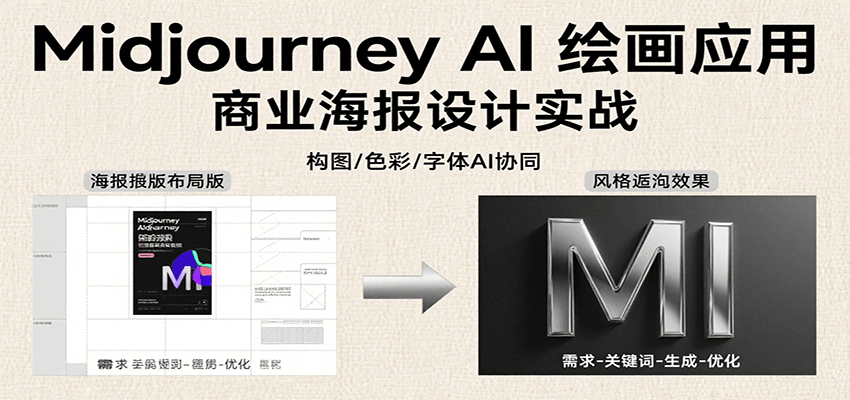 Midjourney AI绘画应用，关键词指令解析、漫画头像制作、海报设计、3D人物生成等-墨痕微课