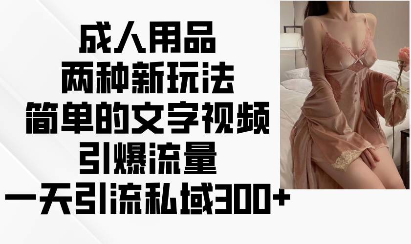 成人用品两种新玩法，简单的文字视频引爆流量，一天引流私域300+-墨痕微课