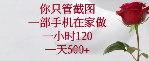 你只管截图,一部手机在家可以做,一小时120.一天5张+【揭秘】-墨痕微课