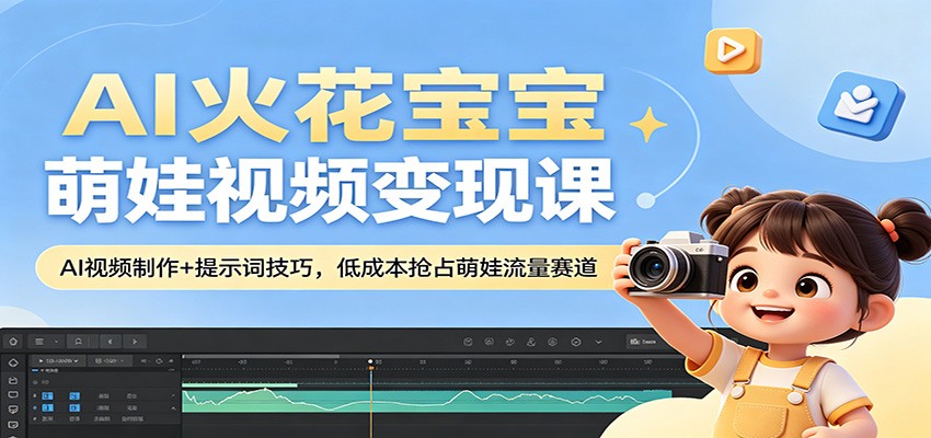 AI火花宝宝萌娃视频变现课：AI视频制作+提示词技巧，低成本抢占萌娃流量赛道-墨痕微课