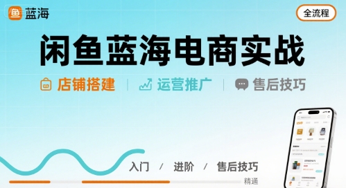 闲鱼蓝海电商实战,店铺搭建运营售后全流程-墨痕微课