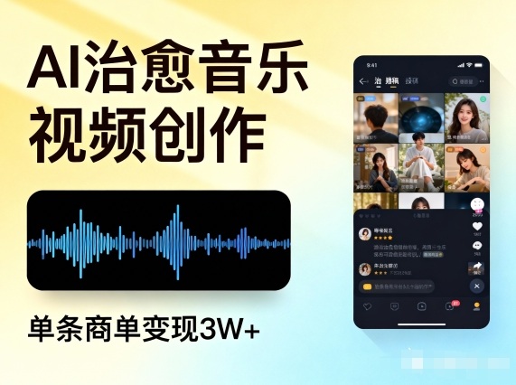 AI做治愈音乐视频，多平台投稿，单条商单变现3W+-墨痕微课