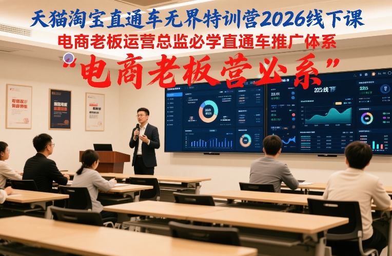 天猫淘宝直通车无界特训营2026线下课,电商老板运营总监必学直通车推广体系-墨痕微课