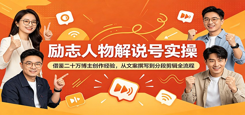 励志人物解说号实操：借鉴二十万博主创作经验，从文案撰写到分段剪辑全流程-墨痕微课