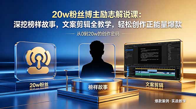 20w粉丝博主励志解说课:深挖榜样故事,文案剪辑全教学,轻松创作正能量爆款-墨痕微课