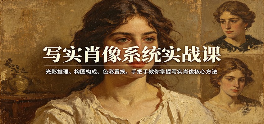 写实肖像系统实战课：光影推理、构图构成、色彩置换，手把手教你掌握写实肖像核心方法-墨痕微课