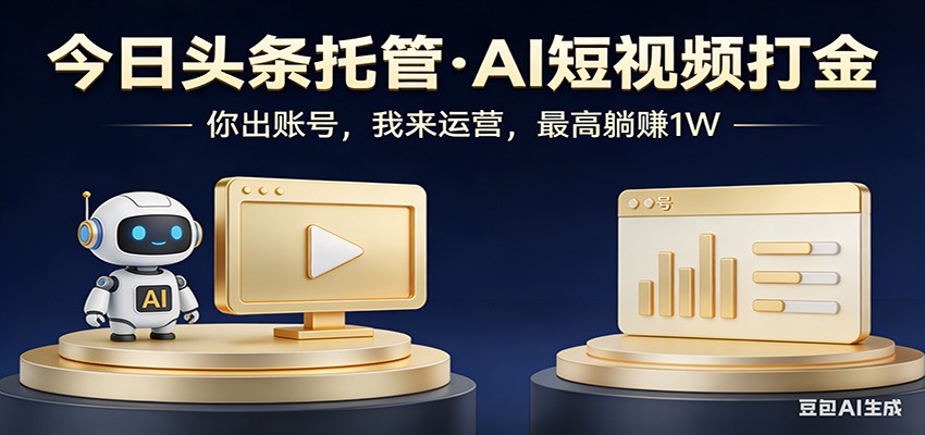 头条号AI托管，我提供作品，你提供账号，每天5分钟发布，小白躺赚3000+-墨痕微课