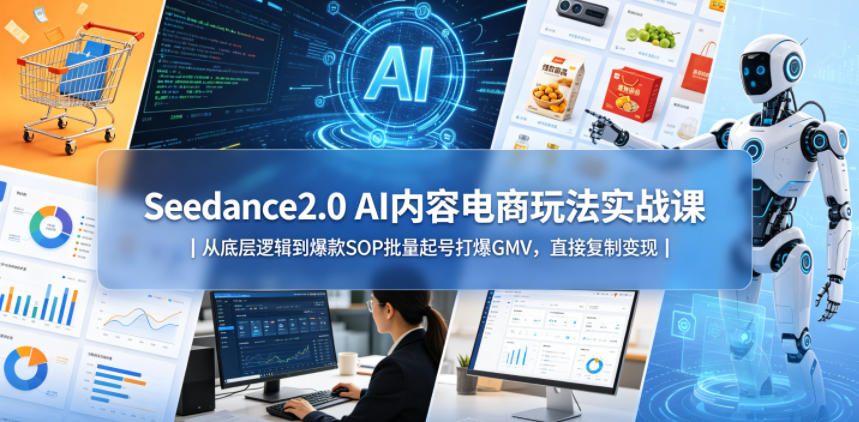 Seedance2.0 AI内容电商玩法实战课|从底层逻辑到爆款SOP批量起号打爆GMV,直接复制变现-墨痕微课