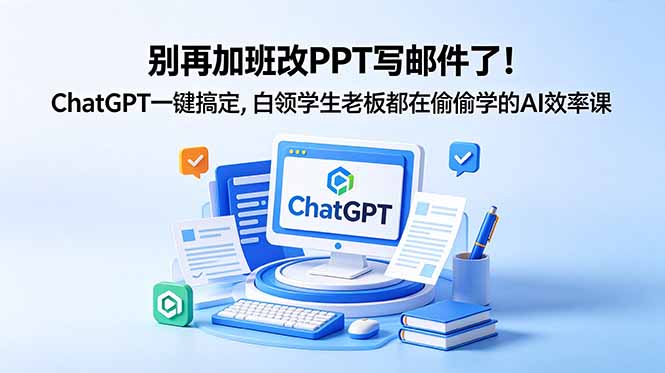 别再加班改PPT写邮件了！ChatGPT一键搞定，白领学生老板都在偷偷学的AI效率课-墨痕微课