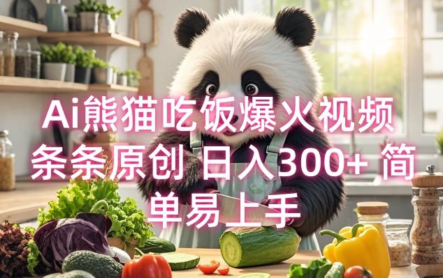 Ai熊猫吃饭爆火视频 条条原创 日入300+ 简单易上手-墨痕微课
