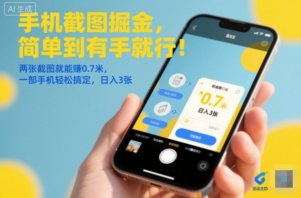 手机截图掘金，简单到有手就行！两张截图就能賺0.7米，一部手机轻松搞定，日入3张【揭秘】-墨痕微课
