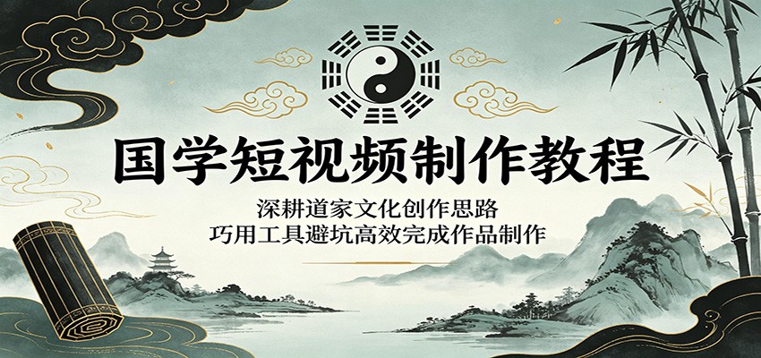 国学短视频制作教程:深耕道家文化创作思路,巧用工具避坑高效完成作品制作-墨痕微课