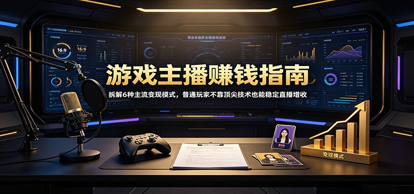 游戏主播赚钱指南:拆解6种主流变现模式,普通玩家不靠顶尖技术也能稳定直播增收-墨痕微课