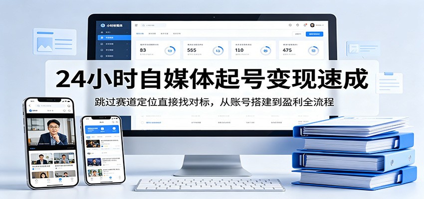 24小时自媒体起号变现速成，跳过赛道定位直接找对标，从账号搭建到盈利全流程-墨痕微课