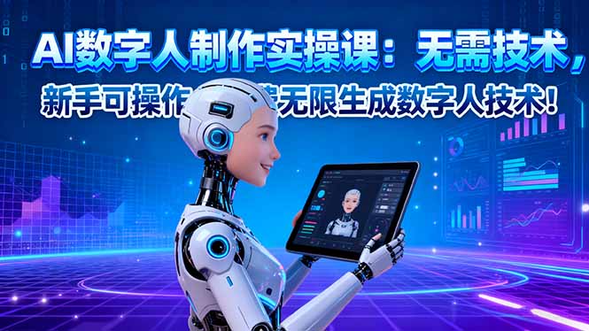 AI数字人制作实操课:无需技术,新手可操作,免费无限生成数字人技术!-墨痕微课