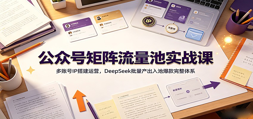 公众号矩阵流量池实战课：多账号IP搭建运营，DeepSeek批量产出入池爆款完整体系-墨痕微课