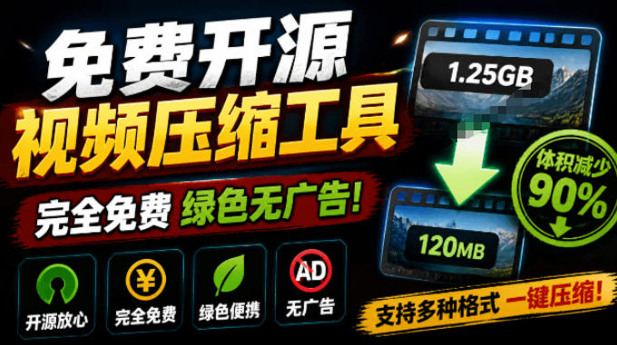 Github开源视频压缩瘦身工具，轻松压缩90%，并保持画质清晰，完全免费绿色无广告！VideoSlim-墨痕微课
