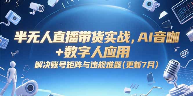 半无人直播带货实战，AI音咖+数字人应用 解决账号矩阵与违规难题(更新7月-墨痕微课