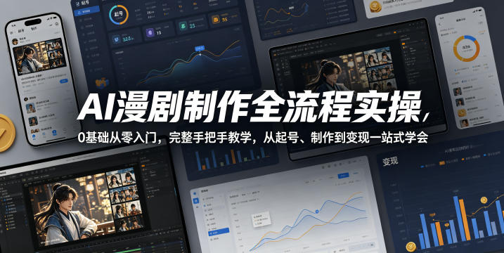 AI漫剧制作全流程实操，0基础从零入门，完整手把手教学，从起号、制作到变现一站式学会(更新)-墨痕微课