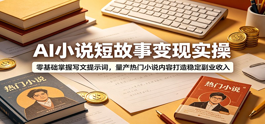 AI小说短故事变现实操:零基础掌握写文提示词,量产热门小说内容打造稳定副业收入-墨痕微课