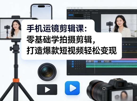 手机运镜剪辑课：零基础学拍摄剪辑，打造爆款短视频轻松变现-墨痕微课