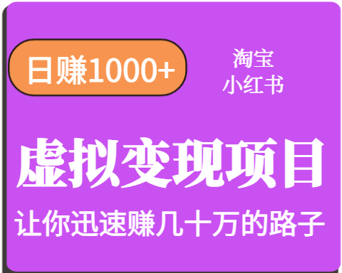 淘宝OR小红书虚拟变现，日赚1000+，多账号操作年收入几十W不等-墨痕微课