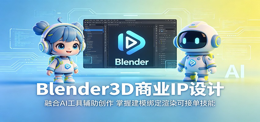Blender3D商业IP设计:融合AI工具辅助创作,掌握建模绑定渲染可接单技能-墨痕微课
